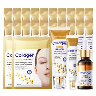 Collagen Skincare Set Mother&#39;s Day Gifts for Mom - Anti-Aging Skin Care Set - Face Care Set for Women Hydrating Nourishing - Facial Kit with Cleanser,Serum,Eye Cream,Facial Mask, Firming Smoothing