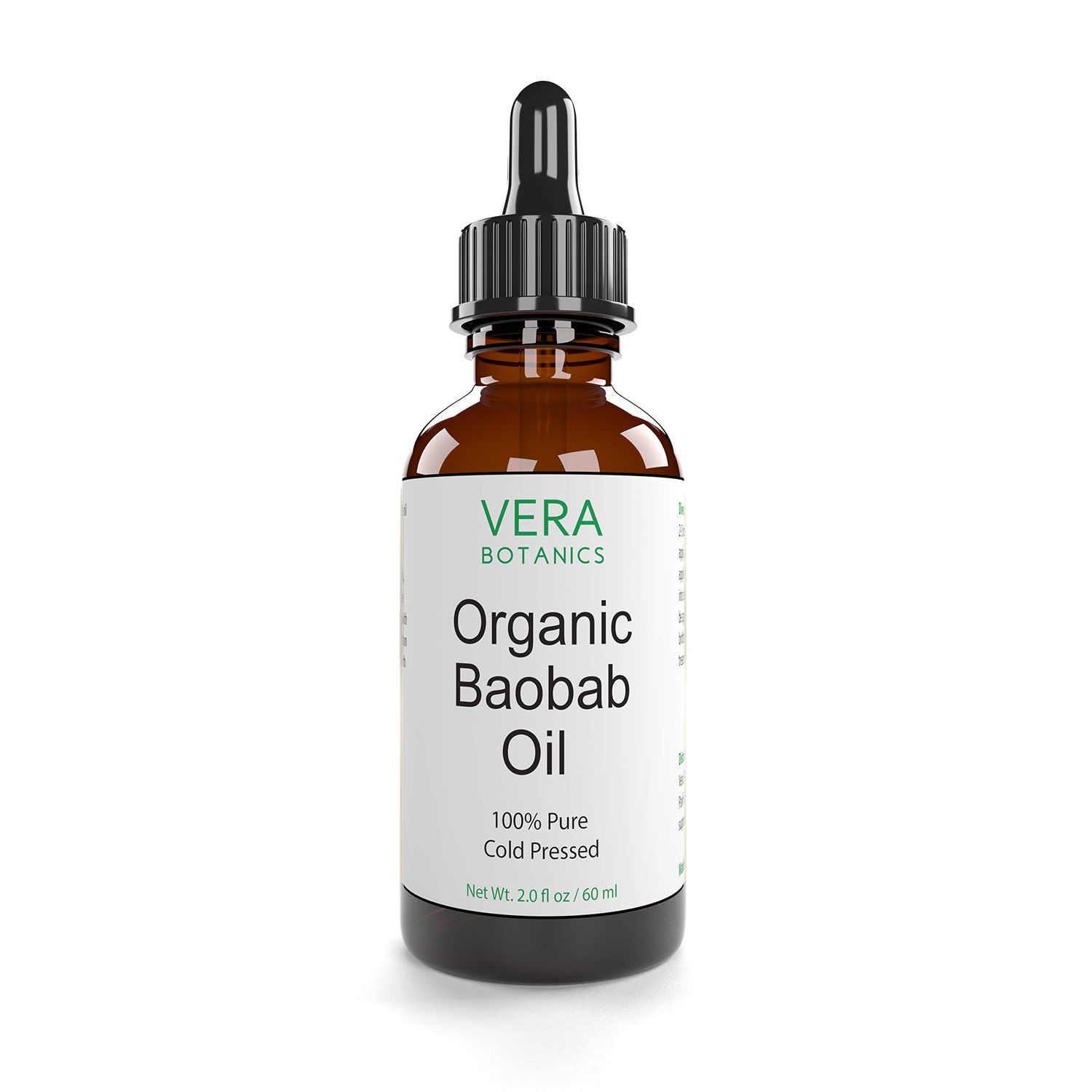 Vera Botanics ORGANIC BAOBAB OIL 100 Pure Natural, Unrefined, Cold-Pressed For Face, Dry Skin, Nails, Lips, Body Hair - Reduce Hair Breakage, Even Out Skin Tone, Therapeutic Massage