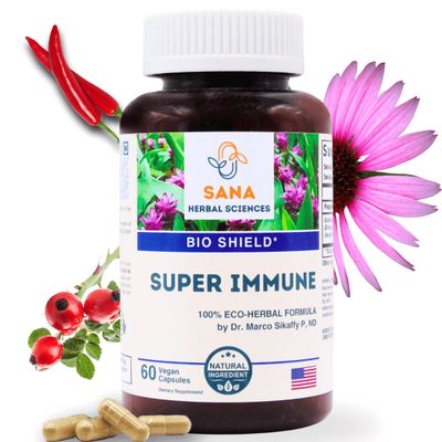 Rapid Immune Boost with Organic Echinacea Vitamin C Cayenne and More Immune Support Supplement for Adults 60 Capsules by Sana Herbal and Dr. Marco Sikaffy