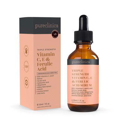 Triple Strength Vitamin C, E Ferulic Acid Serum (w Retinol double weight Hyaluronic Acid) - 30ml 1 fl oz.