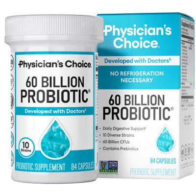 Physician&#39;s CHOICE Probiotics 60 Billion CFU - 10 Strains Organic Prebiotics - Immune, Digestive Gut Health - Supports Occasional Constipation, Diarrhea, Gas Bloating - for Women Men - 84ct