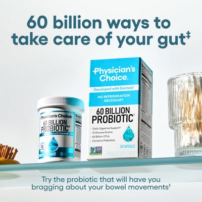 Physician's CHOICE Probiotics 60 Billion CFU - 10 Strains Organic Prebiotics - Immune, Digestive Gut Health - Supports Occasional Constipation, Diarrhea, Gas Bloating - for Women Men - 84ct