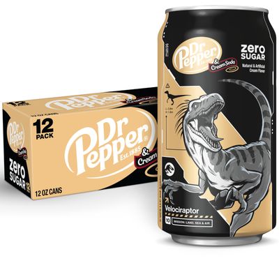 DR PEPPER and Cream Soda Zero Sugar, 12 fl oz cans, 12 pack