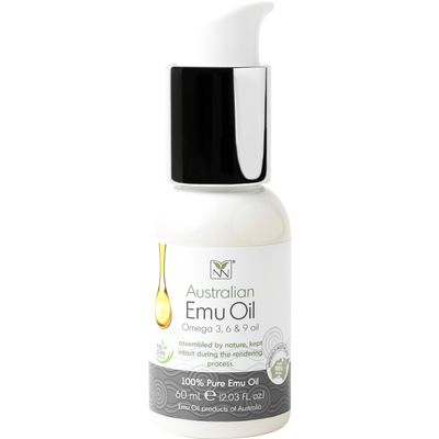Emu Oil Skin Moisturizer - Scalp, Hair, Face, Body Nail Moisturizer with Omega 3, 6, 9, Vitamins, Minerals - Body Face Serum for Fine Lines, Stretch Marks, Dry Lips Cuticles - 60mL, Unscented