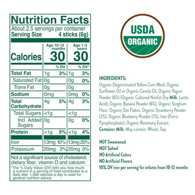 Little Bellies Organic Berry Yogurt Pick-Me Sticks, (Pack of 5 x 0.56 oz Individual Packs)