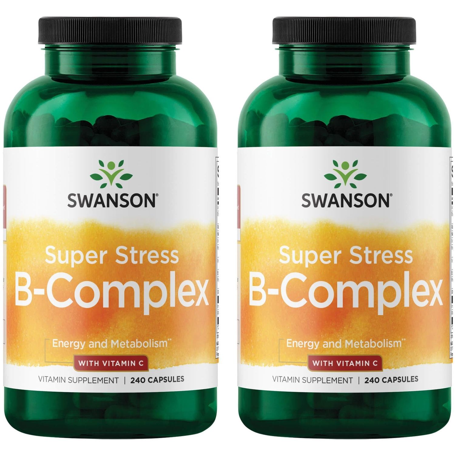 Swanson Super Stress B-Complex - Vitamin Supplement for Relaxation Healthy Metabolism - Formula for Healthy Energy Levels - (240 Capsules) (2 Pack)