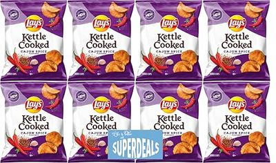 Lay&#39;s Kettle Cooked Potato Chips, Cajun Spice, Value Pack Bundled by SUPERDEALS, 2.18 Oz Bag Pack of 8 with Mystery Gift