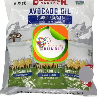 Boulder Canyon Avocado Oil Potato Chips, 6-Pack - Crispy Healthy Snacks, Made with Real Avocado Oil, Gluten-Free Potato Crisps, Boulder Chips, Siete Style Create Sticker
