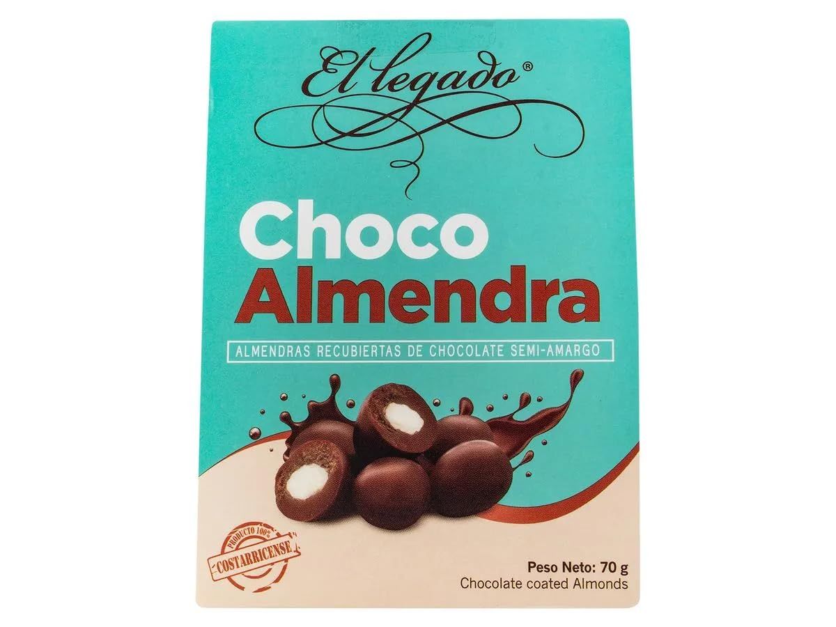 Choco Almond 2 Pack - Semi-Sweet Chocolate Coated Almonds, Authentic Costa Rican Product, Delicious Snack, Gourmet, Perfect Giff Option, Crunchy Treat - 2.46 ounces (70 grams)