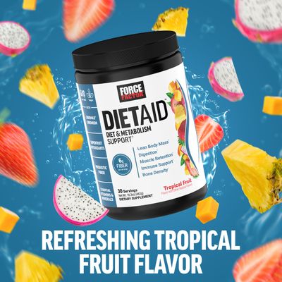 Force Factor Diet Aid Powder, Metabolism Booster Diet Support Supplement for Lean Body Mass with 15x More Absorbable Chromium, Refreshing Delicious, Tropical Fruit, 30 Servings