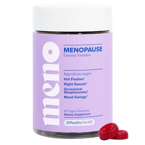 O Positiv MENO Gummies for Menopause, 30 Servings (Pack of 1) - Hormone-Free Supplements for Women with Black Cohosh Ashwagandha KSM-66 - Helps Alleviate Hot Flashes, Night Sweats, Mood Swings