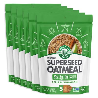 Manitoba Harvest Superseed Oatmeal, Apple Cinnamon, Vegan Friendly, Kosher, Non-GMO, 9 Ounce (Pack of 6)