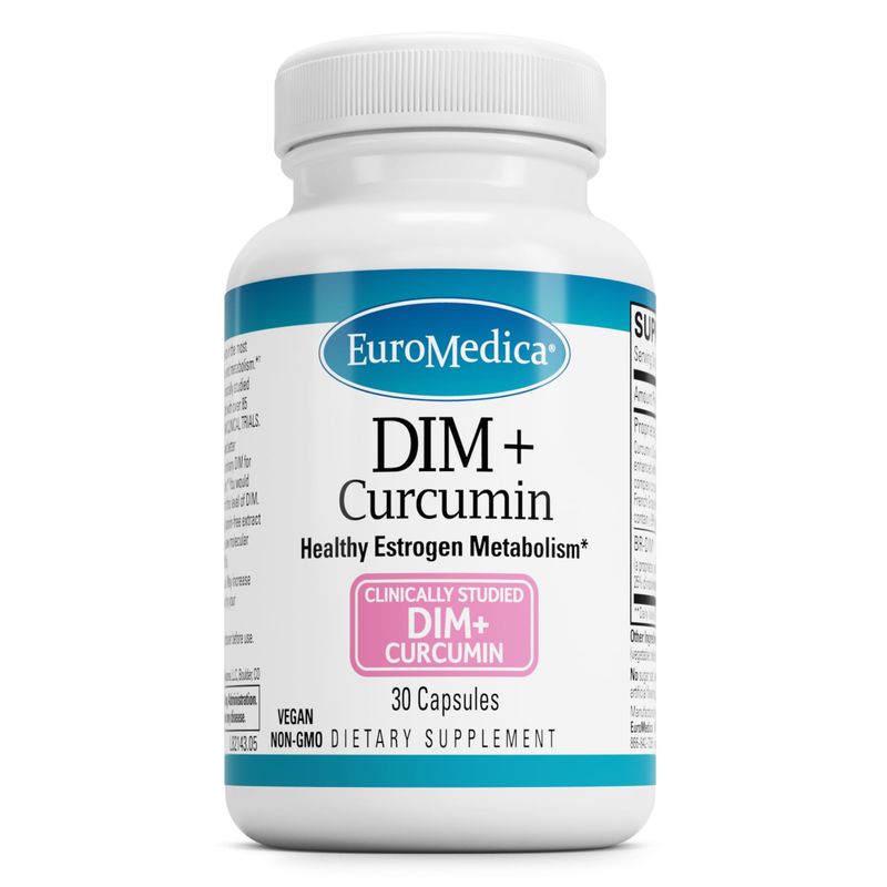 Euromedica DIM Curcumin - Estrogen Balance Support Supplement - Dietary Supplement with Curcumin Grape Seed Extract - Turmeric Essential Oil for Healthy Metabolism Support - 30 Capsules