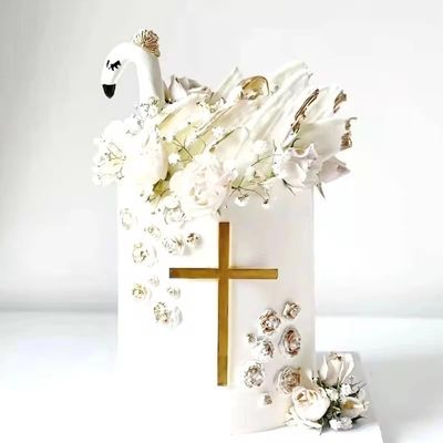 10-Piece Set,Gold Cross Cake Toppers, 3.82&quot; x 5.59&quot; Each, Baptism First Holy Communion Cake Topper