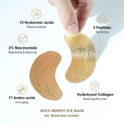 Sweet Dreams Collagen Glow Gold Eye Masks l Under Eye Patches for Beauty Self Care Wrinkle Patches l Puffy Eyes and Dark Circles Treatments Collagen, Niacinamide, Hyaluronic Acids, Peptides