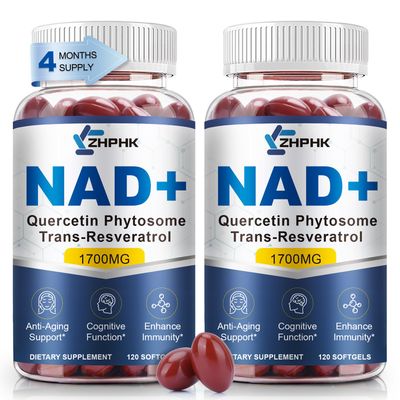 NAD Supplement Softgels 1700mg, Nad Supplements for Women Men with Nicotinamide Riboside Quercetin Phytosome, Trans Resveratrol TMG, Boost Energy Anti-Aging Support 240-Count, 120 Days Supply