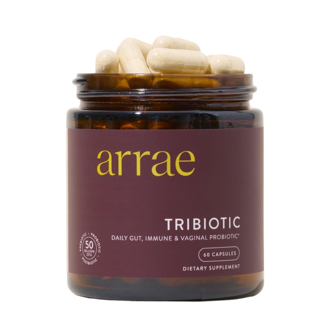 Arrae Tribiotic, Probiotics for Women, Support for Vaginal pH Balance, Gut, Immune, and Feminine Health, Prebiotics, Probiotics, Postbiotics, 60 Count