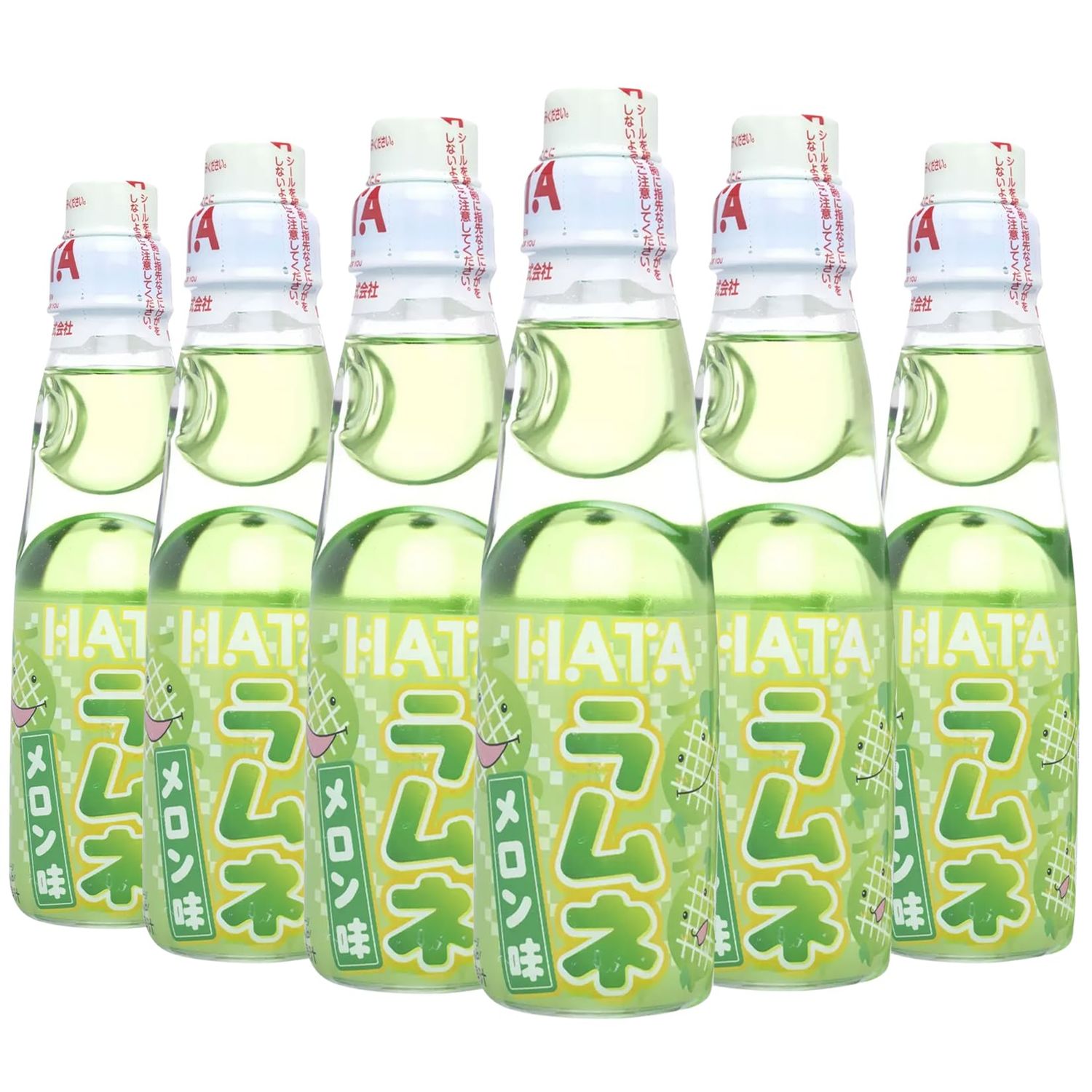 Fusion Select Ramune Japanese Soda - Classic Carbonated Japanese Drinks - Fizzy Ramune Soda Drink from Japan in Codd-Neck Bottles with Marble Stoppers - 6.76 oz, 6-Pack (6Bottle- Melon)