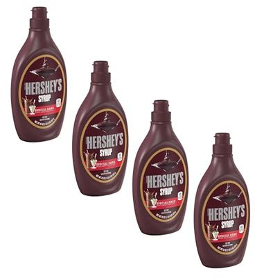 Hershey&#39;s Special Dark Syrup - Pack of 4 - Mildly Sweet Chocolate Syrup - Great for Stocking the Pantry - Perfect for Sweet Treats