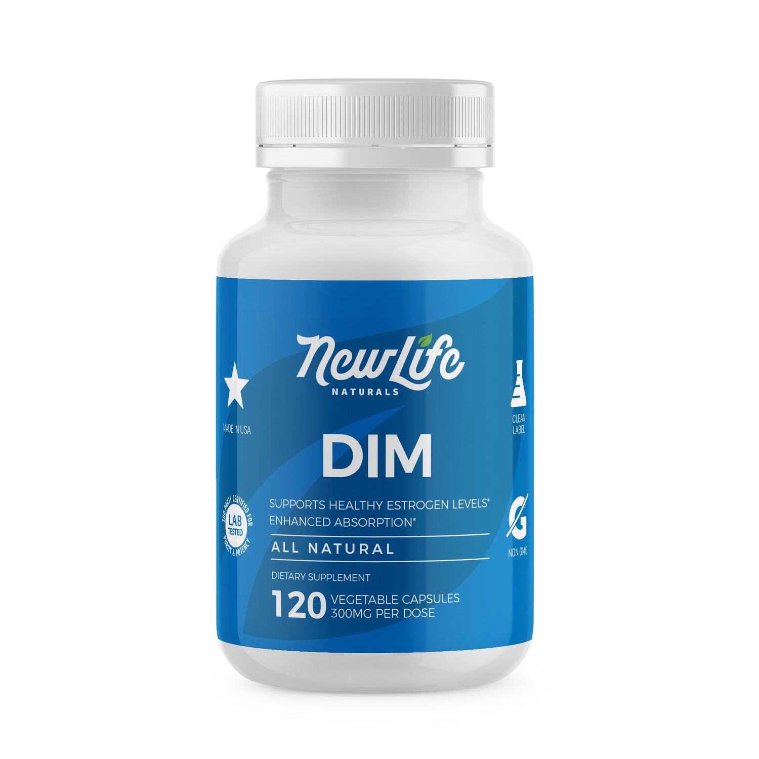 NewLife Naturals DIM Supplement 300mg, Women Men - Hormonal Acne Pills, Menopause Relief Healthy Estrogen Level Hormonal Balance - 120Day Supply