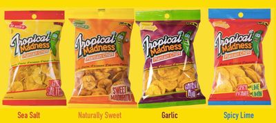 Tropical Madness Plantain Chips Variety Pack - Sweet Madurito, Sea Salt, Garlic, Spicy Lime - 12 Bags - 3oz