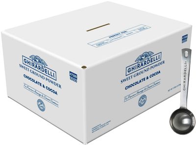 Ghirardelli Sweet Ground Chocolate Cocoa Gourmet Powder, 10 lb Box with Ghirardelli Stamped Barista Spoon