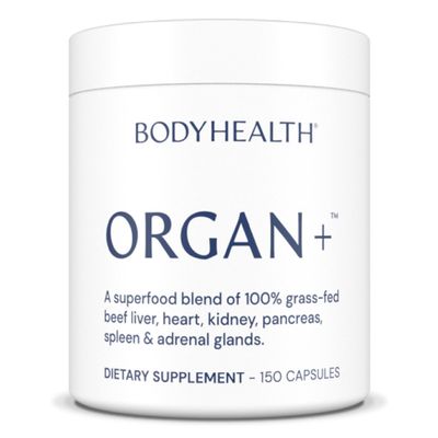 BodyHealth Organ Grass-Fed Glandular Organ Complex, Grassfed Beef Organ Supplement, Dessicated Beef Liver, Heart, Kidney, Pancreas, Spleen, Non GMO, Adrenal, Supplement, (150 Capsules)