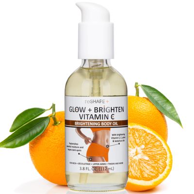 Reshape Vitamin C Body Oil Skin Care Moisturizer WVitamin E Turmeric - Nourishing, Brightening, Hydrating Body Oil To Improve Look Of Dark Spots, Dry Skin, Stretch Marks, 3.8 Fl Oz