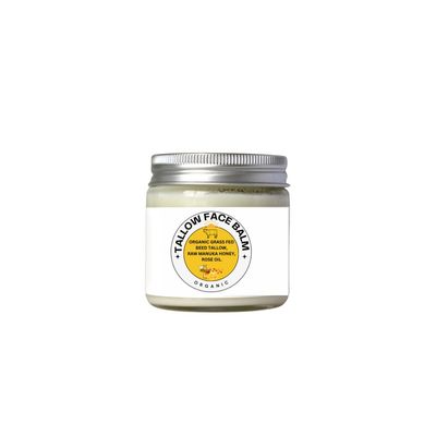 Made with Edible Organic Grass-Fed Beef Tallow and Raw Manuka Honey Face Balm, Face Moisturizer -Rose Oil. Deep Hydration, Rich in Nutrients, Vitamin A,D and E, Natural Anti-Aging.