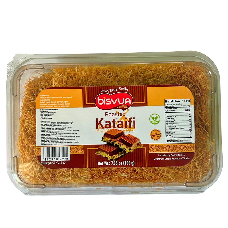 BISVUA Premium Roasted Kataifi 200g (7.1 oz) - Golden Toasted Shredded Fillo Dough for Dubai Chocolate Bars, Pistachio Cream Recipes, Kunafa, Knafeh Crunchy Dessert Creations