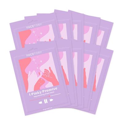 FACETORY K Beauty Face Mask Skin Care - REJUVENATING Sheet Mask for ACNE-PRONE Skin with Beetroot Extract Brighten Skin, Protect, Strengthen (10 Pack)