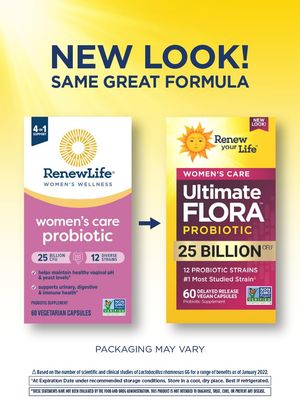 Renew Your Life Ultimate Flora Probiotics for Women 25 Billion CFU Delayed Release Vegan Capsules Vaginal Digestive Health Immune Health Dairy Free 60 Count