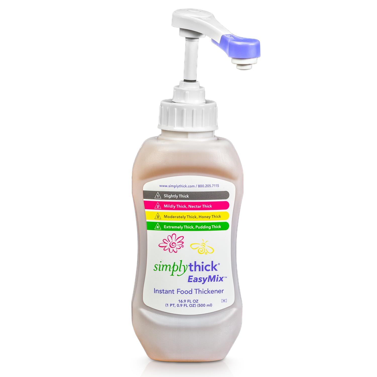 SimplyThick EasyMix 92 Servings Gel Thickener for those with Dysphagia Swallowing Disorders Won&#39;t Alter The Taste of Liquid Easy to Prepare 16.9 Fl Oz Bottle with Pump