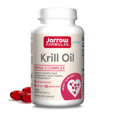 Jarrow Formulas Krill Oil - Phospholipid Omega-3 Complex with Astaxanthin - 120 Softgels - 60 Servings - Supports Lipid Management, Metabolism, Brain Heart Health - EPA DHA - Gluten Free - Non-GMO