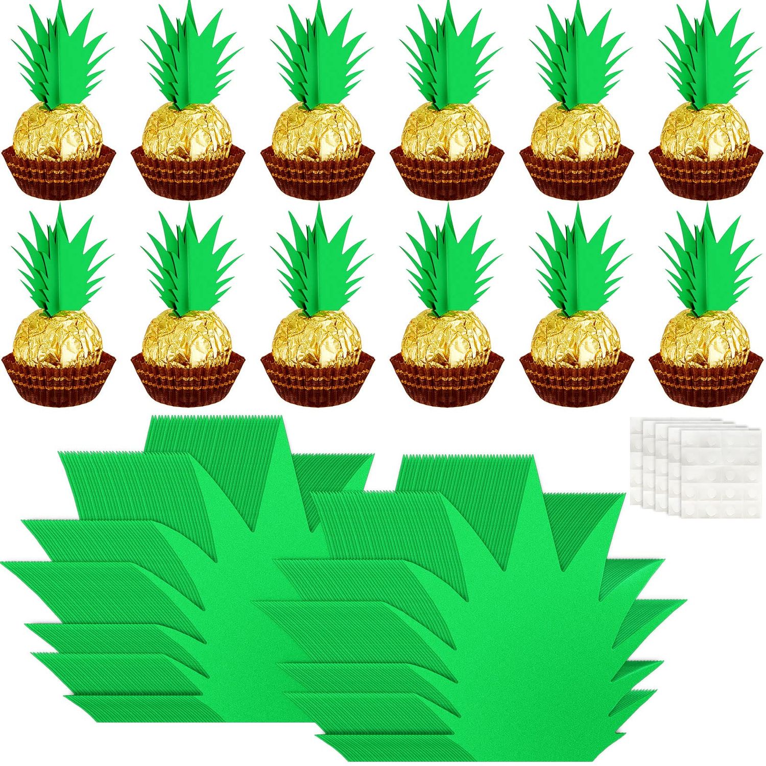 240 Pcs Pineapple Chocolate Decoration Pineapple Party Decoration with Glue Point Dots for Birthday Wedding Celebration Prom Decor