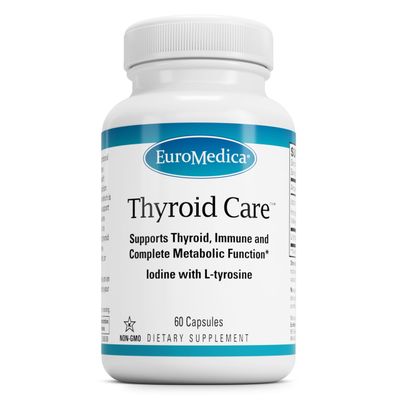 Euromedica Thyroid Care - Immune Health Energy Support Formula - Nutritional Supplement with Iodine for Thyroid Health Support - Wellness Supplement with L-Tyrosine - 60 Capsules