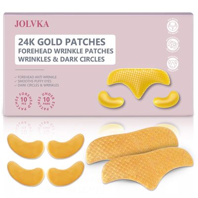 10PCS 24K Gold Forehead Anti Wrinkle Patches 10Pair 24K Gold Eye Masks, Anti Wrinkle Patches with Collagen, Forehead Wrinkle Patches T-Zone Patch,Collagen Eye Patches for Puffiness and Dark Circles