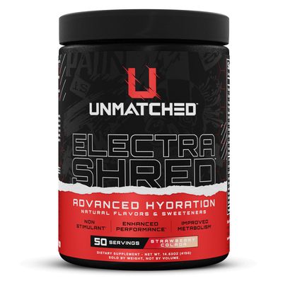 Unmatched Electrashred Advanced Hydration Formula Non Stim Electrolyte Powder Enhanced Performance Natural Flavors Sweeteners 50 Servings (Strawberry Colada)