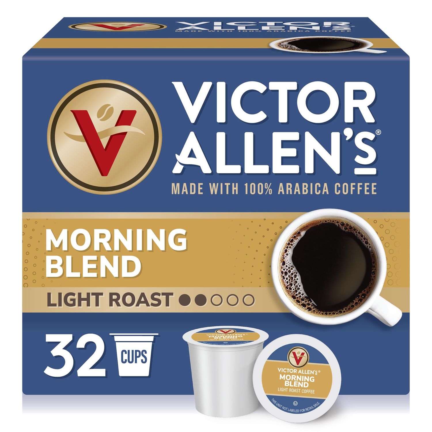 Victor Allen&#39;s Coffee Morning Blend, Light Roast, 32 Count, Single Serve Coffee Pods for Keurig K-Cup Brewers