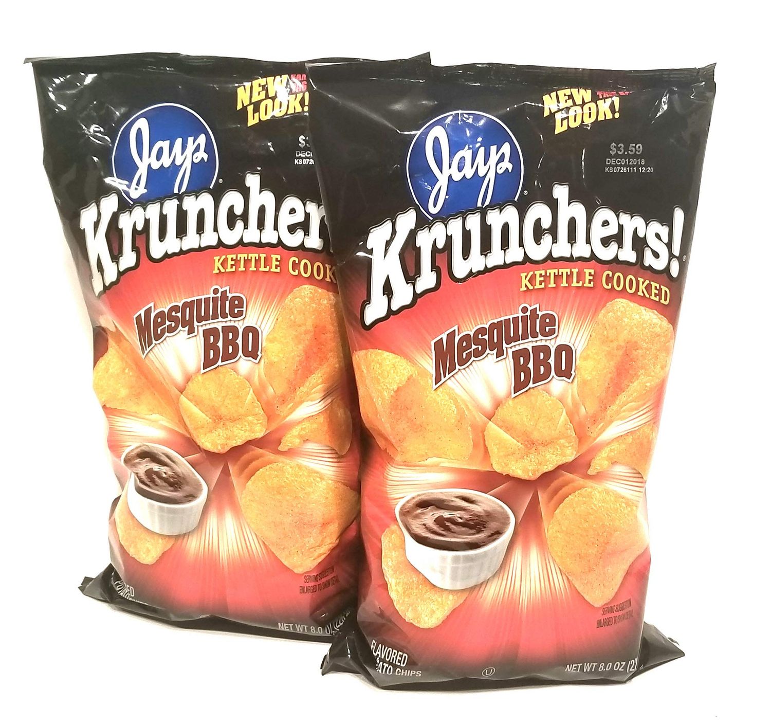 JAY&#39;S BIG BAG MESQUITE BBQ KRUNCHERS Potato Chips 2 Pack 8oz bags