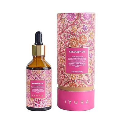 iYURA Kesaradi Face Oil - 5000-year-old Recipe with Exotic Saffron, Turmeric Rose - For Visibly Brighter Skin - 100 Natural Ayurvedic Face Moisturizer for Dry, Sensitive Skin, 1.69 fl oz