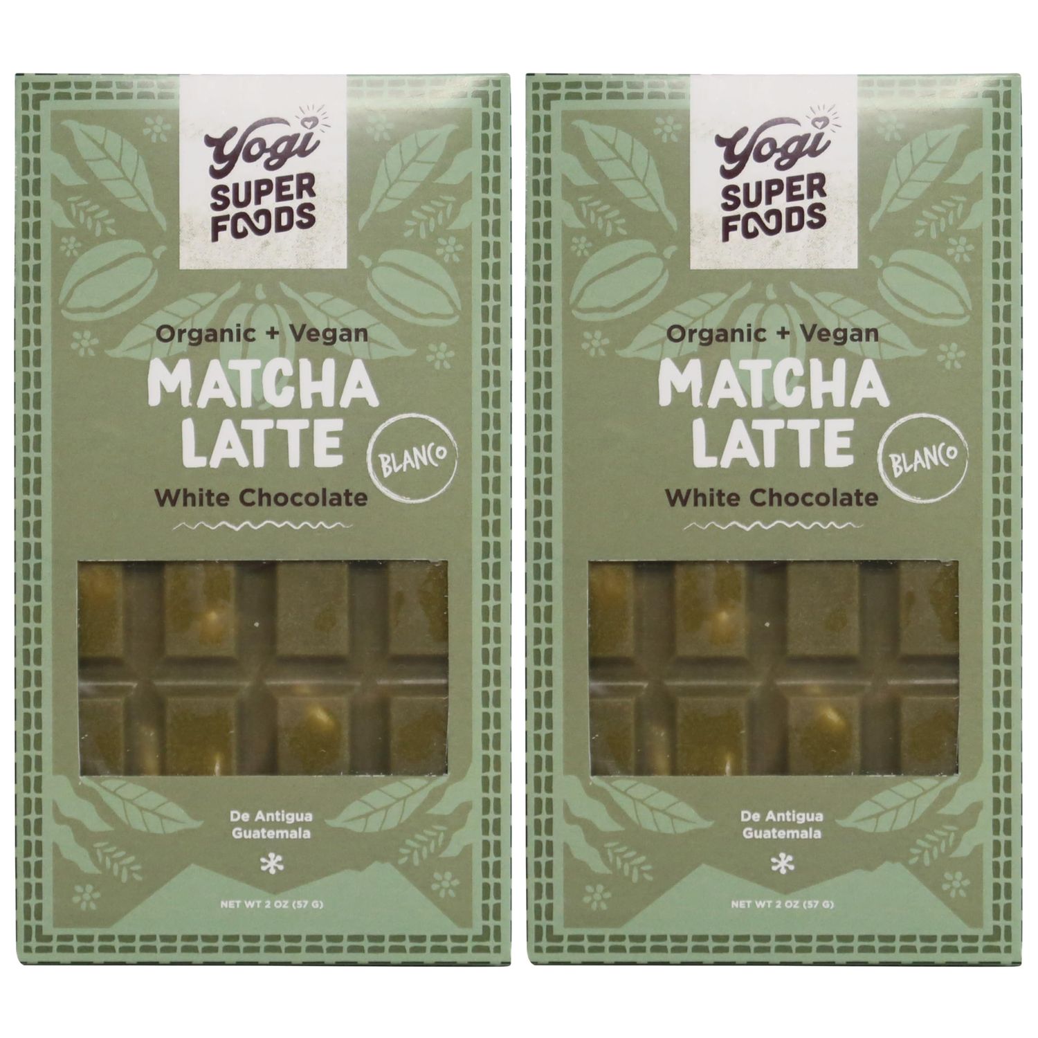 Yogi Super Foods Vegan White Chocolate with Matcha, Healthy Organic for Energy, Antioxidant Boost made from Raw Cacao Butter, Gluten Free Oats, Sweetened with Panela Sugar, Macadamia Nuts - 2 Pack