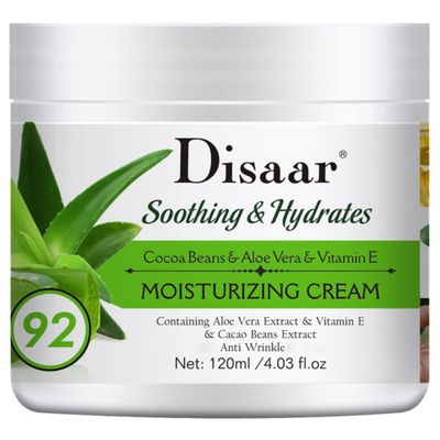 DISAAR Beauty Moisturizing Cream 92 Aloe Vera Cocoa Beans Vitamin E Hydrates Body Skin After Shower Anti-Wrinkle 120ml4.03fl.oz
