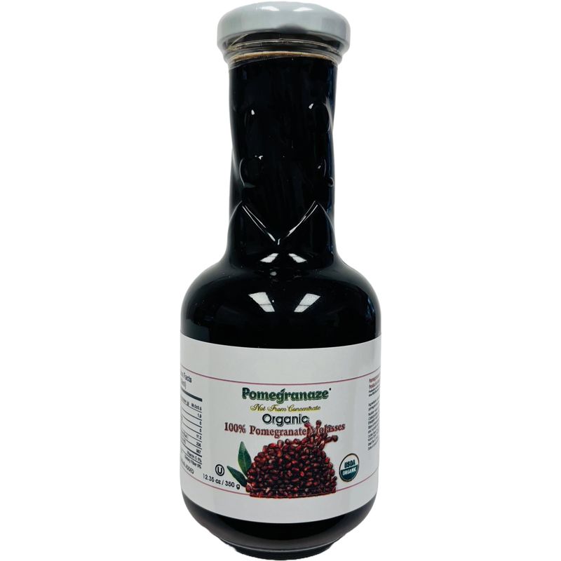 100 Organic Pomegranate Molasses 12.35 Oz Glass Bottle, No Sugar Added, Vegan, NON GMO, Gluten Free and Kosher
