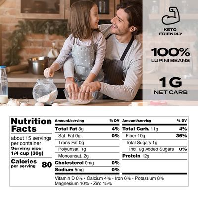 Aviate Lupini FLAKES - Keto "Oats" Vegan Friendly Superfood - Non-GMO, Gluten Free - High Protein - Low Calorie Low Carb - Rich in Dietary Fiber and Minerals - 100 Lupin Beans - 12 Ounces (Pack of 1)
