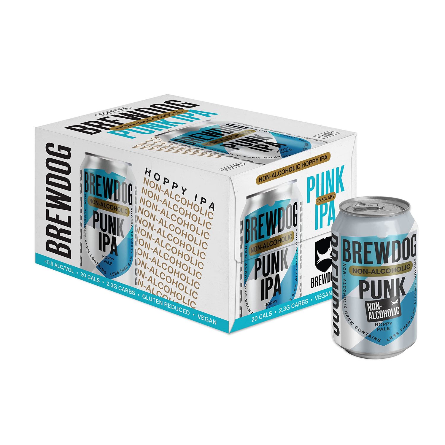 BrewDog 24-Pack of Punk AF Non-Alcoholic, Robust IPA 20 Calories, 2.3g Carbs Per Serving 12oz Cans