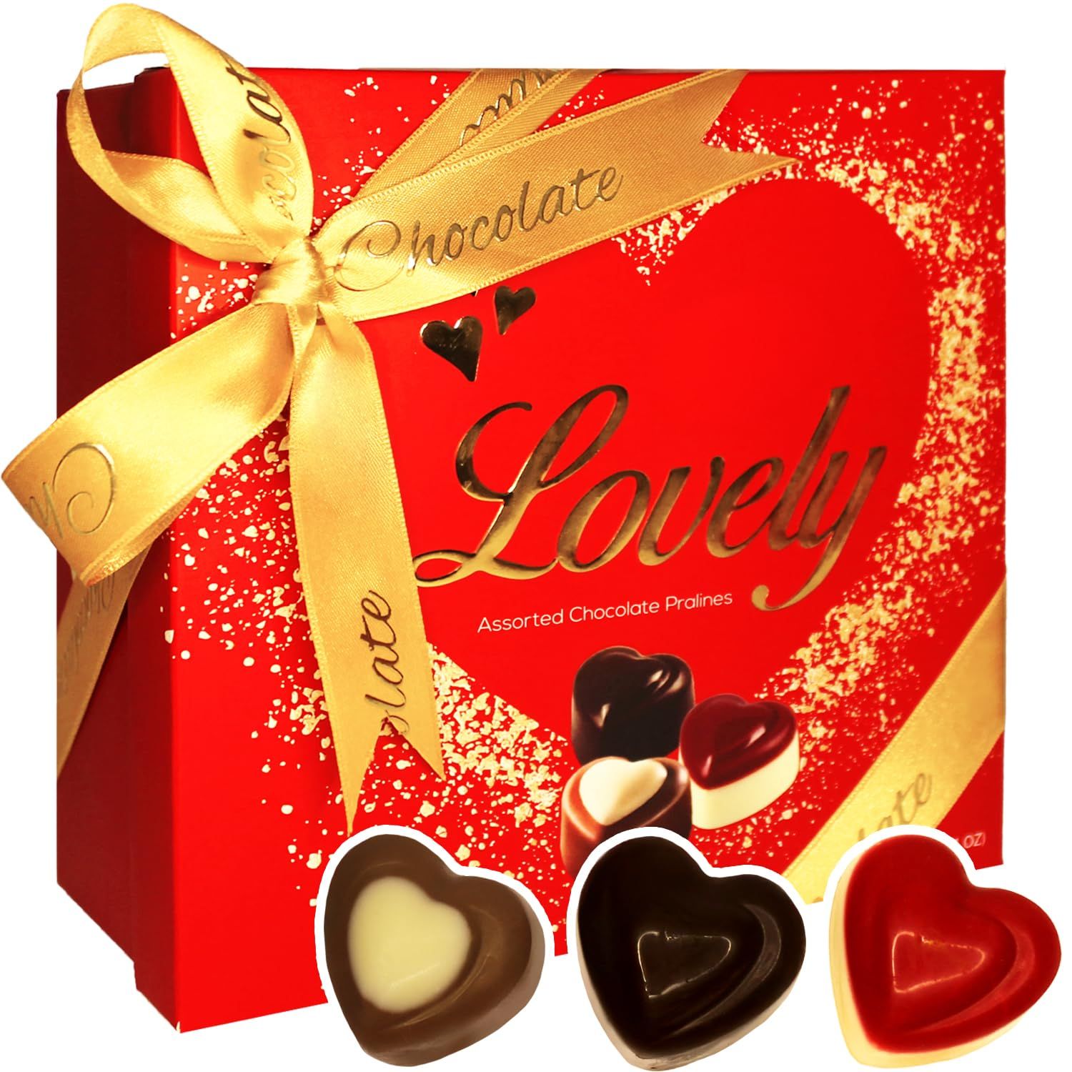 Lovely Chocolate Gift Box for Mothers Day, Red Gift Box (Big, Mix Square)
