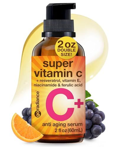 Double Size (2OZ) Super Vitamin C Serum for Face wNiacinamide Serum, 5 Vitamin C Face Serum wHyaluronic Acid, Resveratrol, Anti-Aging Brightening Super C Serum, Facial Serum Vitamina C, E