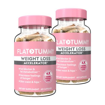 Flat Tummy Weight Loss Accelerator - Clinically Studied Fat Burner Appetite Suppressant for Women, Post GLP-1 Supplement - Achieve a Slimmer Waist HIPS - 60 Capsules (2 Pack)