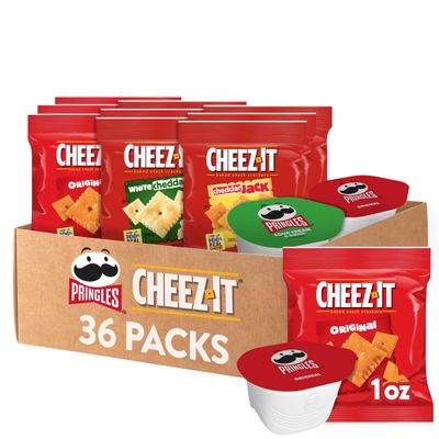 Pringles and Cheez-It, Lunch Snacks, Kids Snacks, Variety Pack (12 Pouches, 24 Cups)